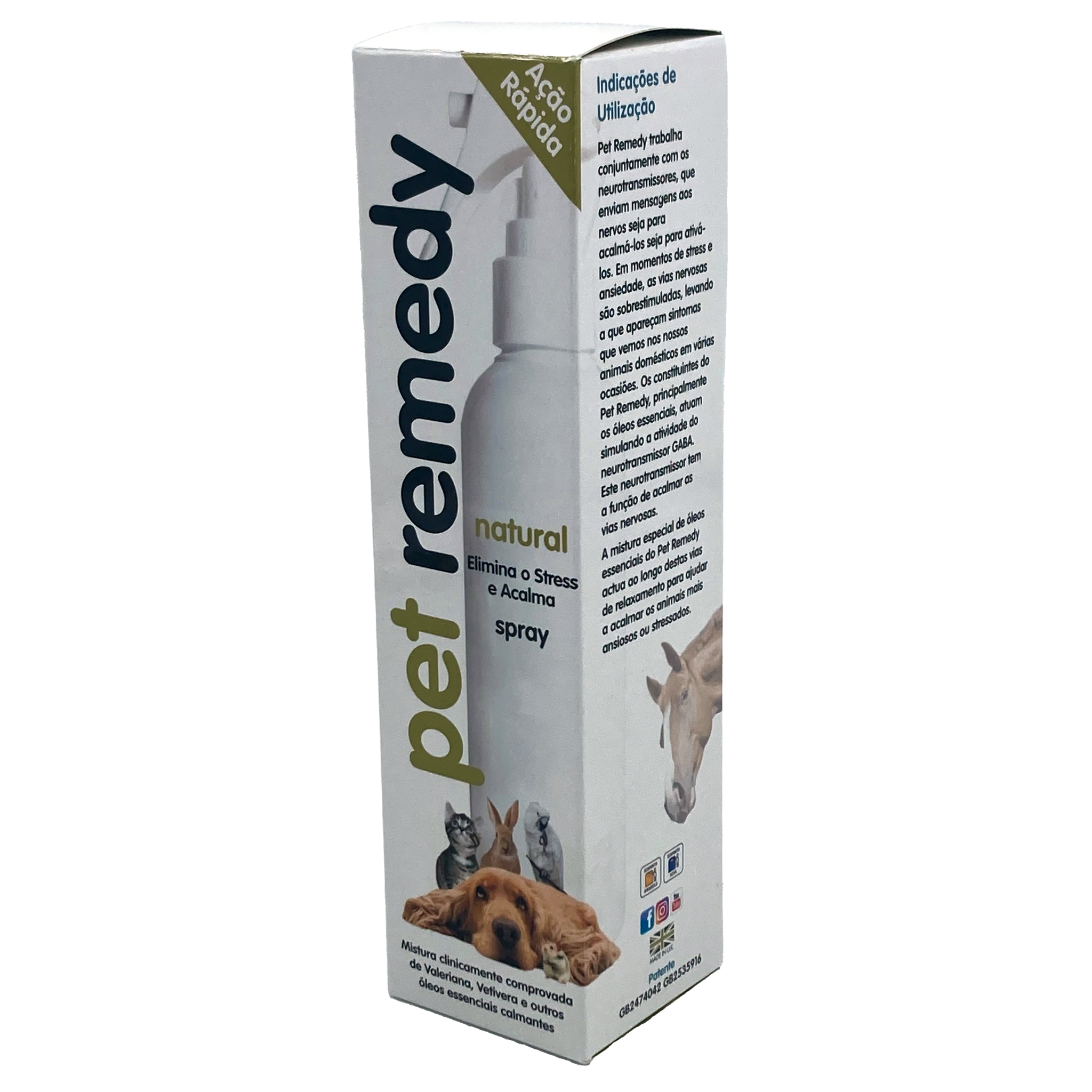 Pet Remedy spray 200ml à base de valeriana e óleos essenciais para animais